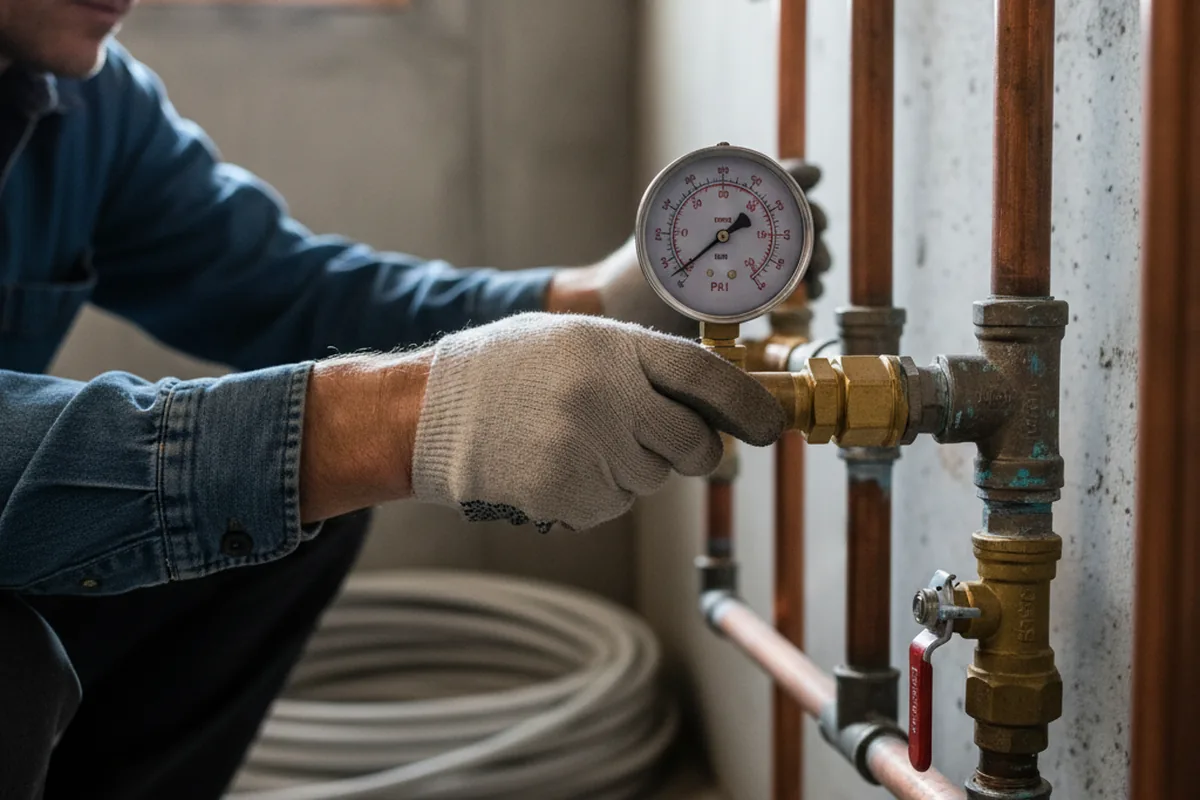 Pressure testing a repaired line during Water Line Repair in Ridgely